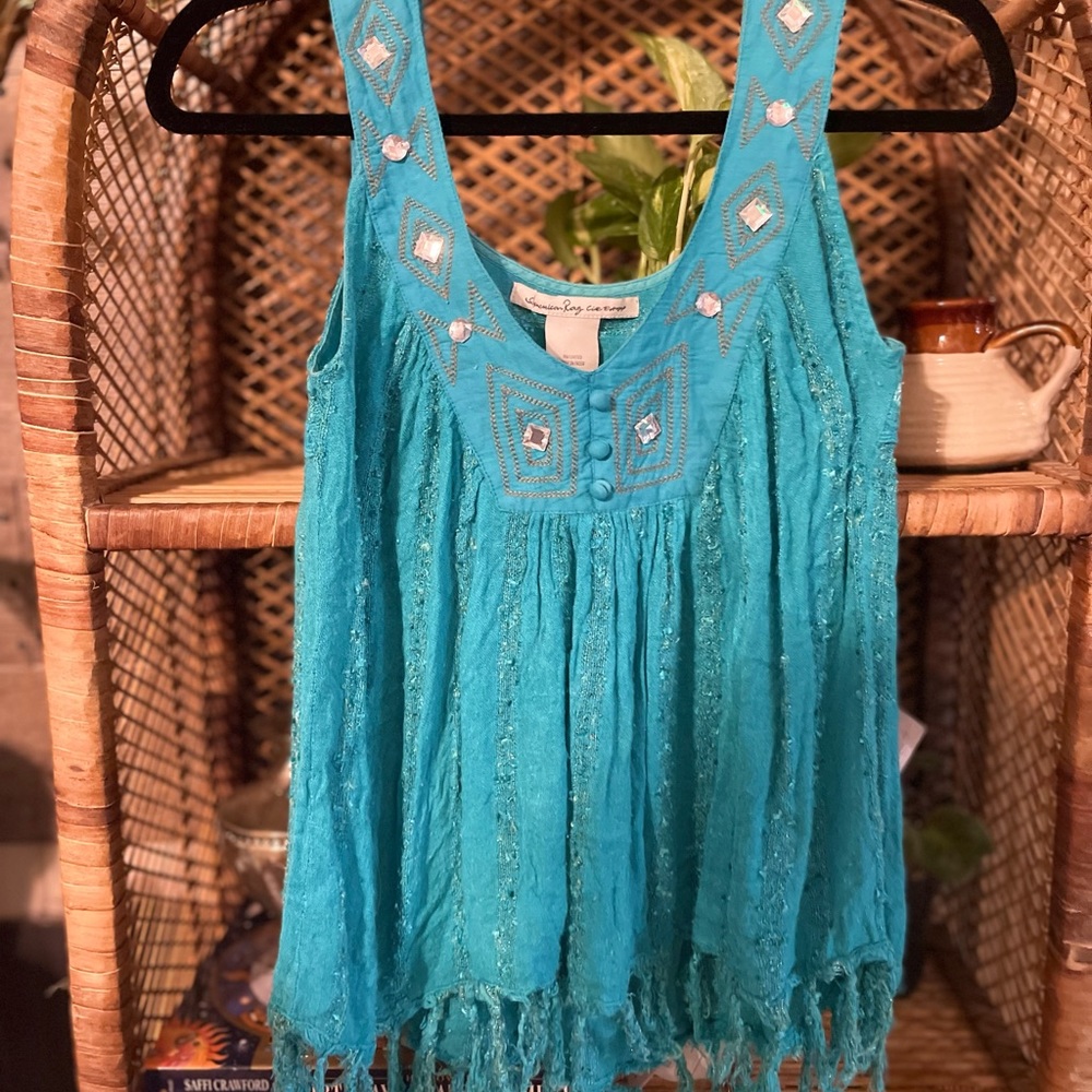 SALE American Rag | Blue Bohemian tank top size xs EUC